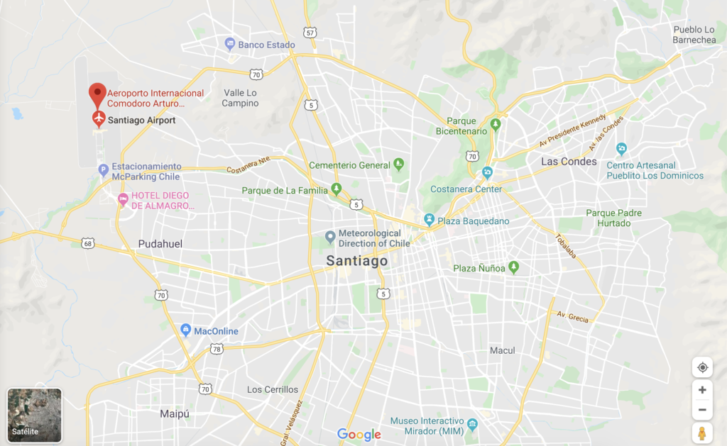 Mapa Aeroporto de Santiago Cidade